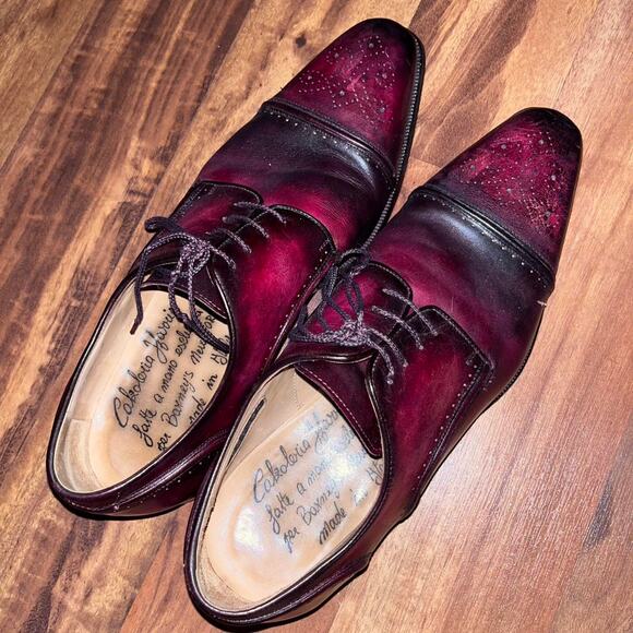 Calzoleria Harris Barney’s New York Cap Toe Wingtip Shoes Size 9 Oxblood Red - Picture 2 of 7